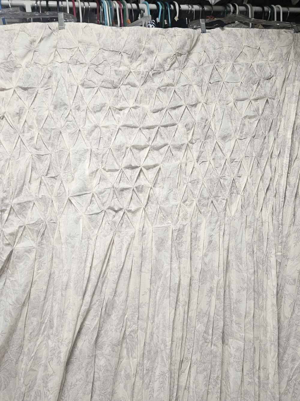 Lovely Cream and Lavender Pintuck Floral Drapery Curtains XL 100x50inches